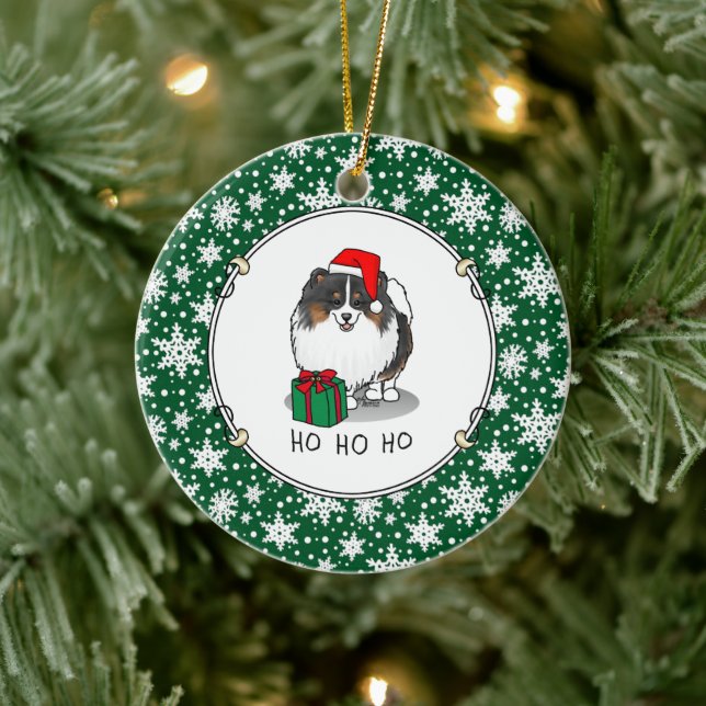 Weihnachts-Weihnachtsmannmütze Spitz (in drei Farb Keramik Ornament (Baum)
