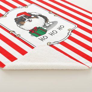 Weihnachts-Weihnachtsmannmütze Spitz (in drei Farb Sherpadecke