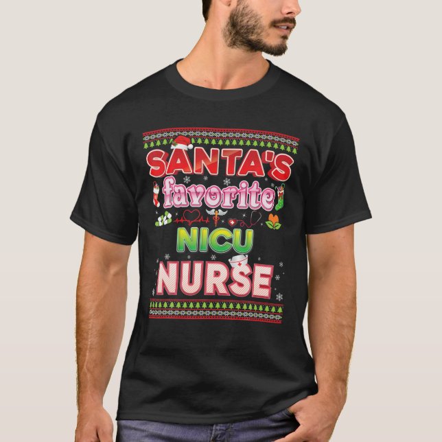 Weihnachts-Weihnachtsmannmütze Sw. NICU Nurse T-Shirt (Vorderseite)