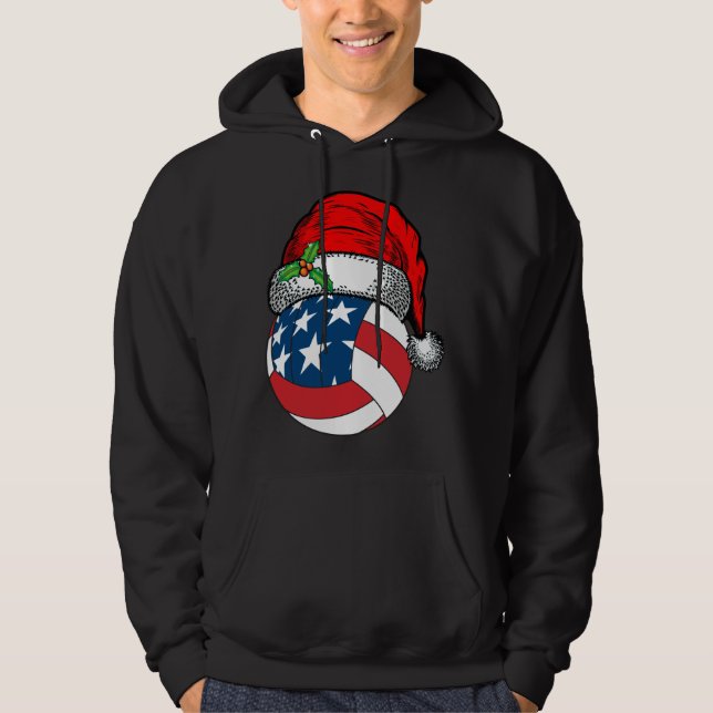 Weihnachts-Weihnachtsmannmütze Volleyball Sport Fu Hoodie (Vorderseite)