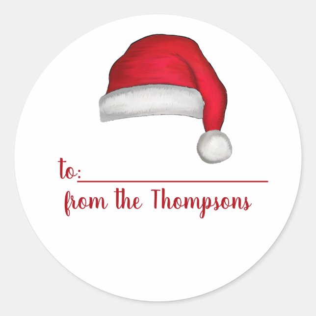 Weihnachts-Weihnachtsmannmütze Whimsical Niedlich  Runder Aufkleber (Vorderseite)