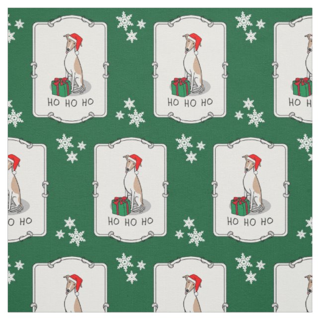 Weihnachts-Weihnachtsmannmütze Whippet Hund Fawn & Stoff (Muster)