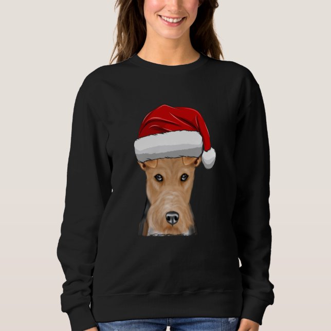 Weihnachts-Weihnachtsmannmütze Wire Fox Terrier Do Sweatshirt (Vorderseite)