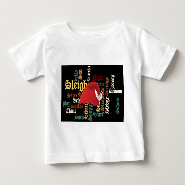 Weihnachts-Weihnachtsmannmütze Word Art T - Shirt (Vorderseite)