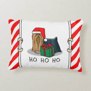 Weihnachts-Weihnachtsmannmütze Yorkshire Terrier Y Dekokissen