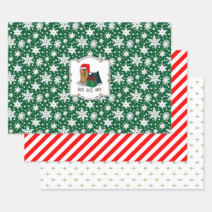 Weihnachts-Weihnachtsmannmütze Yorkshire Terrier Y Geschenkpapier Set