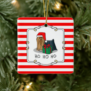 Weihnachts-Weihnachtsmannmütze Yorkshire Terrier Y Keramikornament
