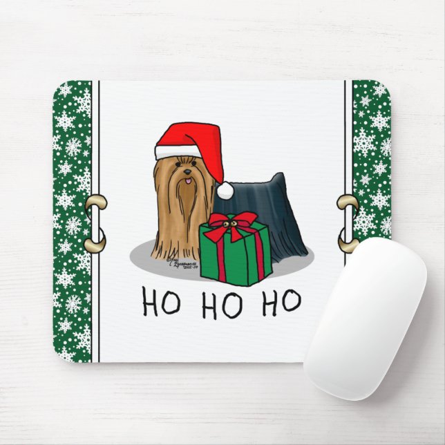 Weihnachts-Weihnachtsmannmütze Yorkshire Terrier Y Mousepad (Mit Mouse)
