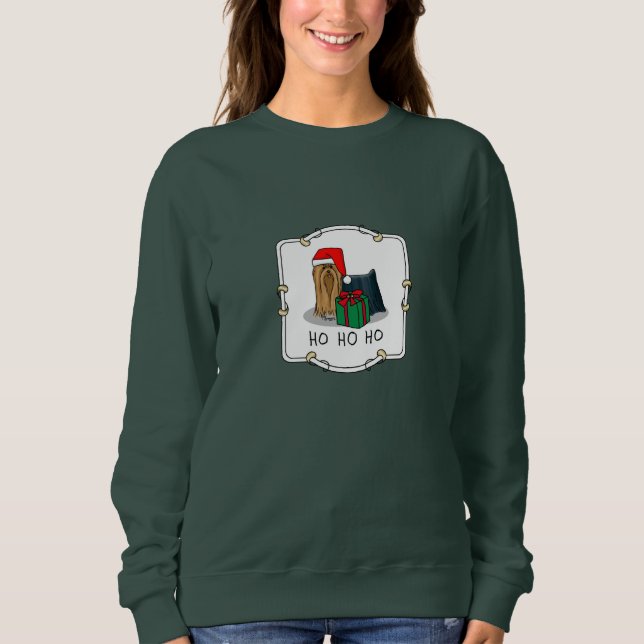 Weihnachts-Weihnachtsmannmütze Yorkshire Terrier Y Sweatshirt (Vorderseite)