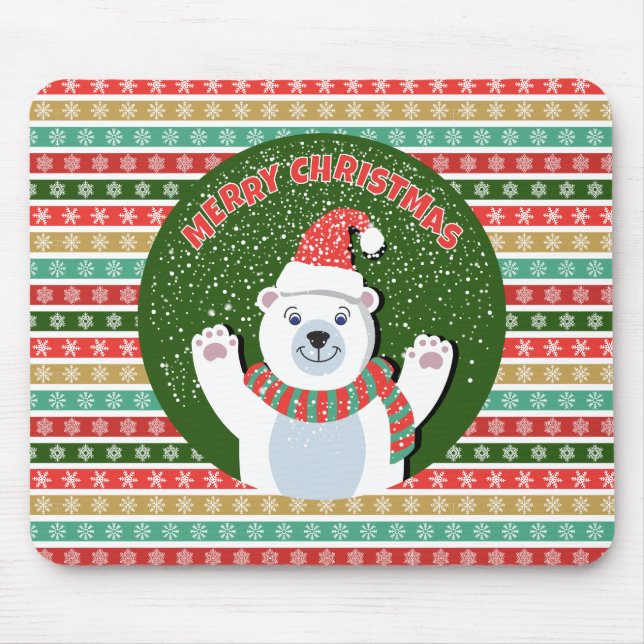 Weihnachts-Weihnachtsmuster mit Teddybären Mousepad (Vorne)