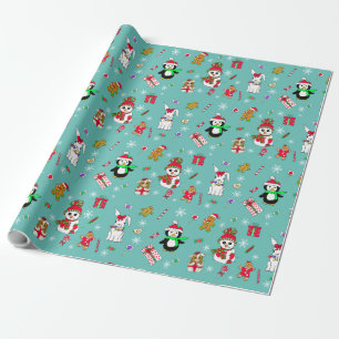 Weihnachts-Weihnachtspenguin, Schneemänner, Bonbon Geschenkpapier