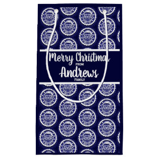 Weihnachts-Weihnachtspost auf Dunkelblau individue Kleine Geschenktüte