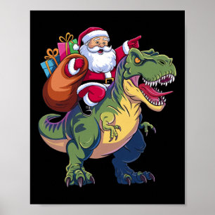 Weihnachts Weihnachtsriding Dinosaur T-rex Jungs K Poster