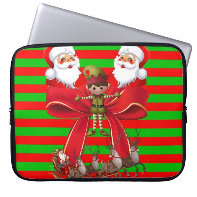 Weihnachts-Weihnachtsschläfchen, 15 Zoll, Santa Laptopschutzhülle (Vorderseite)