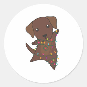 Weihnachts-Weihnachtsschnee Wintertiere Hunde Runder Aufkleber