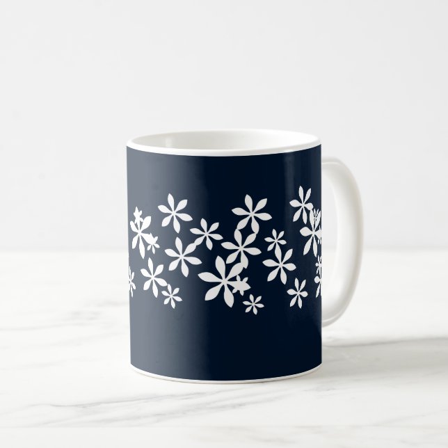 Weihnachts-Weihnachtsschneeflocken Sterne marinebl Kaffeetasse (VorderseiteRechts)