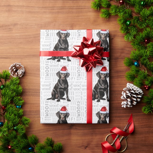Weihnachts Weihnachtsschwarz Labrador Holiday Dog Geschenkpapier (Feiertagsgeschenk)