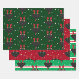 Weihnachts-Weihnachtsschwarz-Labrador-Retriever-Hu Geschenkpapier Set