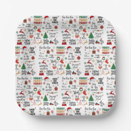 Weihnachts-Weihnachtsstipps & fröhliche Grafik Pappteller