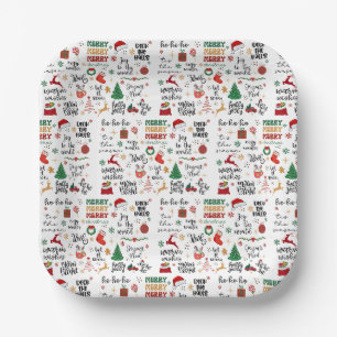 Weihnachts-Weihnachtsstipps & fröhliche Grafik Pappteller