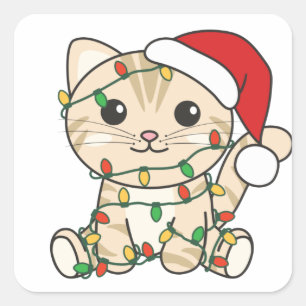 Weihnachts-Weihnachtstiere Katzen-Quadrat Sticker