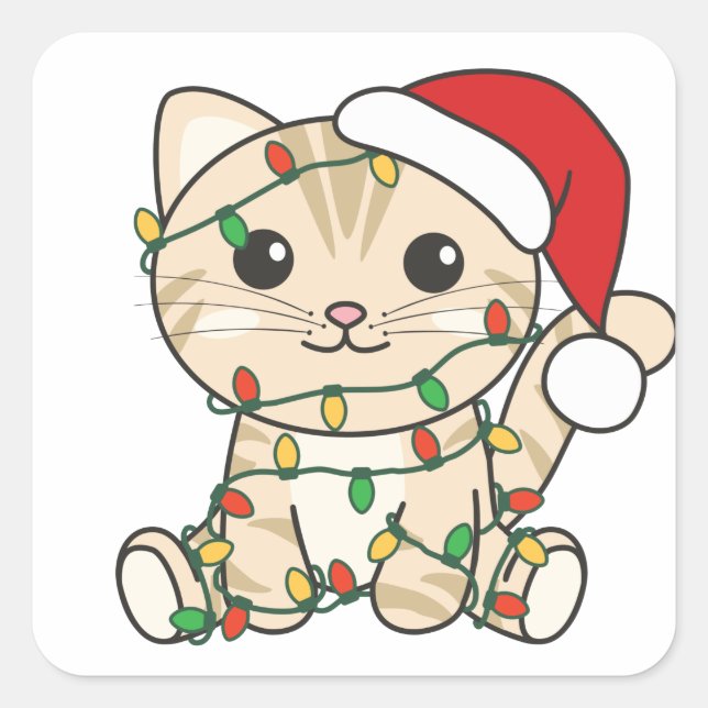 Weihnachts-Weihnachtstiere Katzen-Quadrat Sticker (Vorderseite)