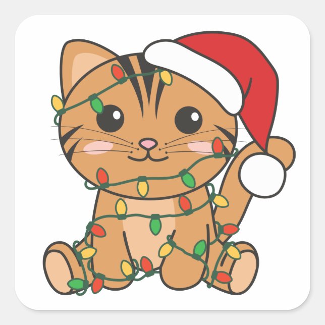 Weihnachts-Weihnachtstiere Katzen-Quadrat Sticker (Vorderseite)