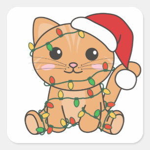 Weihnachts-Weihnachtstiere Katzen-Quadrat Sticker
