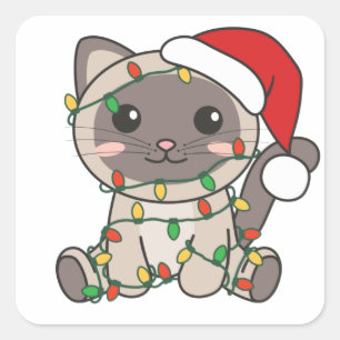 Weihnachts-Weihnachtstiere Katzen-Quadrat Sticker