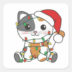 Weihnachts-Weihnachtstiere Katzen-Quadrat Sticker