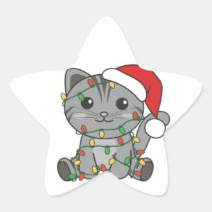 Weihnachts-Weihnachtstiere Katzen-Star-Sticker Stern-Aufkleber