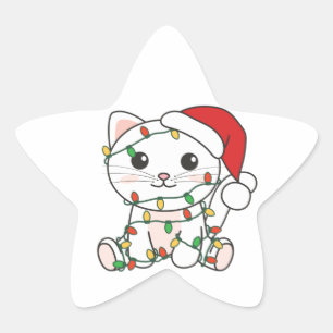 Weihnachts-Weihnachtstiere Katzen-Star-Sticker Stern-Aufkleber