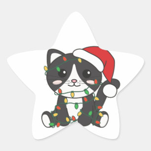 Weihnachts-Weihnachtstiere Katzen-Star-Sticker Stern-Aufkleber