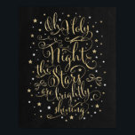 Weihnachts-Weihnachtswall Art Imitate Gold Kalligr Poster<br><div class="desc">OH HOLY NIGHT DIE STERNE SIND HELL ZEICHNEN Schöne Weihnachtswandkunst im Chalkboard-Stil mit Imitaten goldenen Buchstaben und Glitzer Sterne</div>