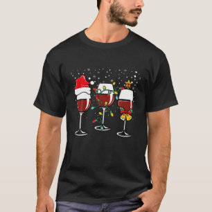 Weihnachts-Weinbrille mit Weihnachtsmannmütze Weih T-Shirt