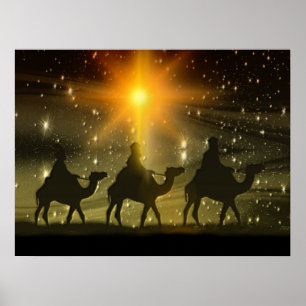 Weihnachts-Weisen Goldener Stern von Bethlehem Poster