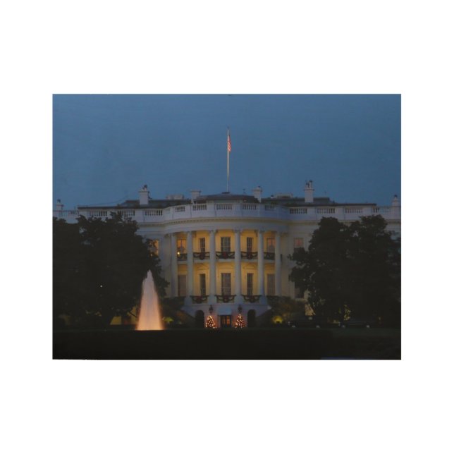 Weihnachts-Weiße Haus am Abend in Washington DC Holzposter (Vorderseite)