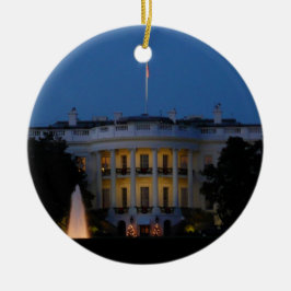Weihnachts-Weiße Haus am Abend in Washington DC Keramik Ornament