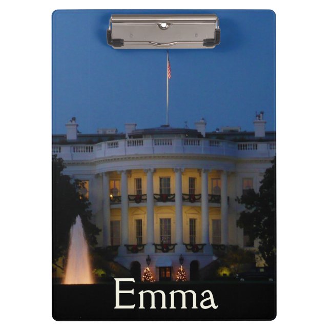 Weihnachts-Weiße Haus am Abend in Washington DC Klemmbrett (Vorderseite)
