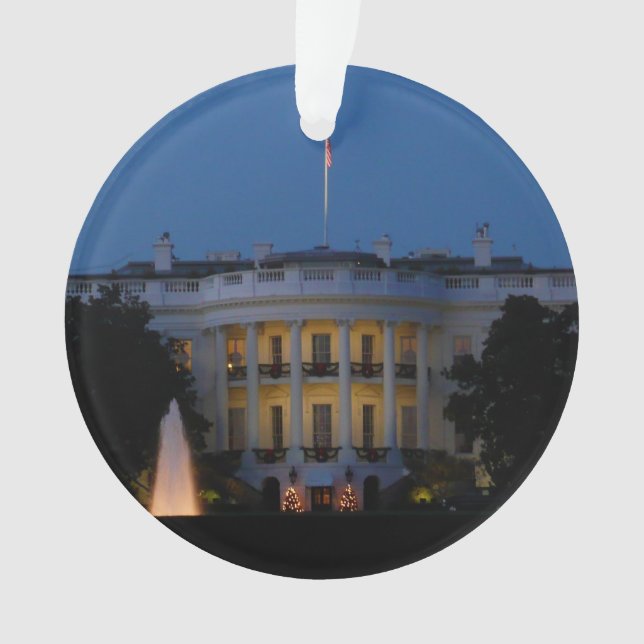 Weihnachts-Weiße Haus am Abend in Washington DC Ornament (Vorderseite)
