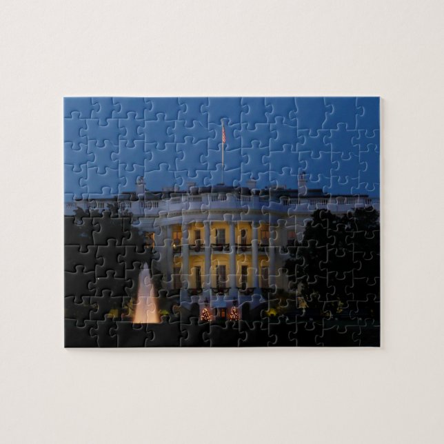 Weihnachts-Weiße Haus am Abend in Washington DC Puzzle (Horizontal)