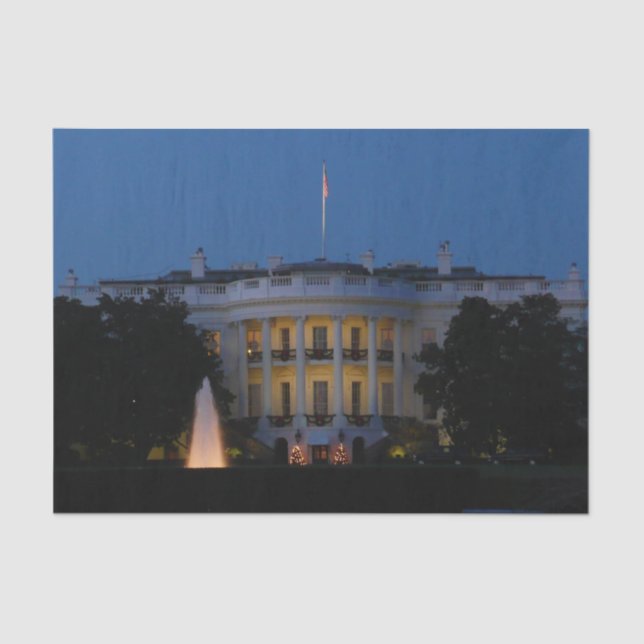 Weihnachts-Weiße Haus am Abend in Washington DC Seidenpapier (Vorderseite)