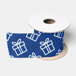 Weihnachts-Weißvorführungen mit blauem Hintergrund Satinband