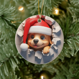 Weihnachts Welpe 3D-Effekt nicht wirklich 3D Keramik Ornament