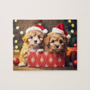 Weihnachts-Welpe Duo Jigsaw-Puzzle Puzzle