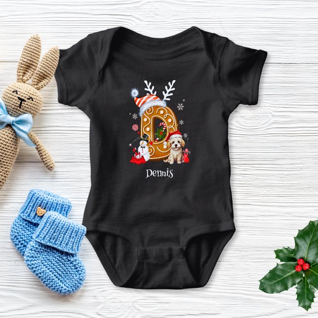 Weihnachts Welpe Gingerbret Letter D Boy Baby Strampler (Von Creator hochgeladen)