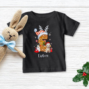 Weihnachts Welpe Gingerbret Letter E Boy Baby T-shirt