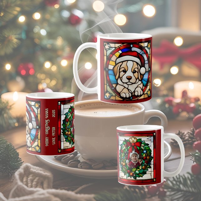 Weihnachts Welpe Imitats gestanzt Glas Kaffeetasse (Von Creator hochgeladen)