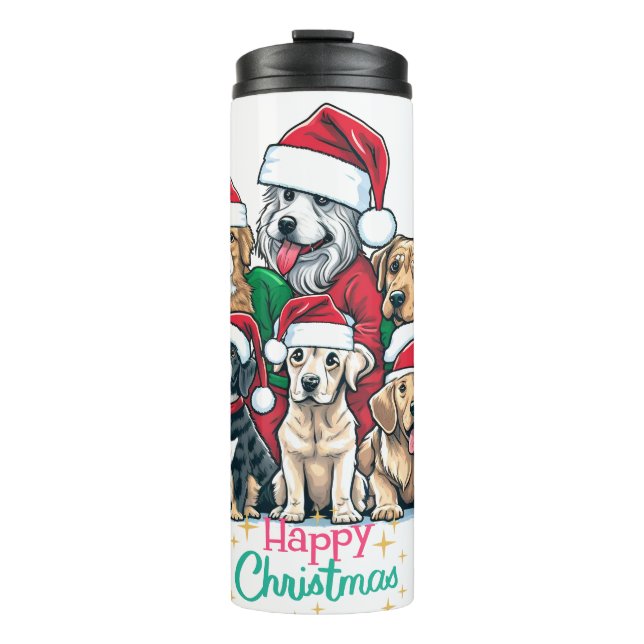 Weihnachts Welpe Liebe Thermosbecher (Vorderseite)