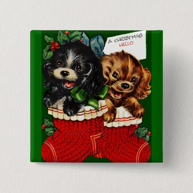 Weihnachts-Welpen Button (Vorderseite)